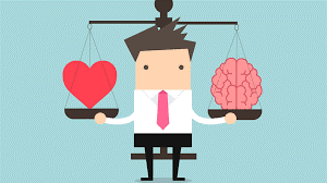 Ilustración de balance entre corazón y cerebro: bienestar y eficiencia en el trabajo